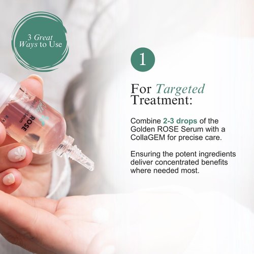 Bevanni Golden ROSE Serum + CollaGEMS - Pure Rose Essential Oil with Colloidal Gold, Hyaluronic Acid & Vitamin C & Collagen Balls - Daily Face Routine for Anti-aging, Firming, Restore & Brighten Skin