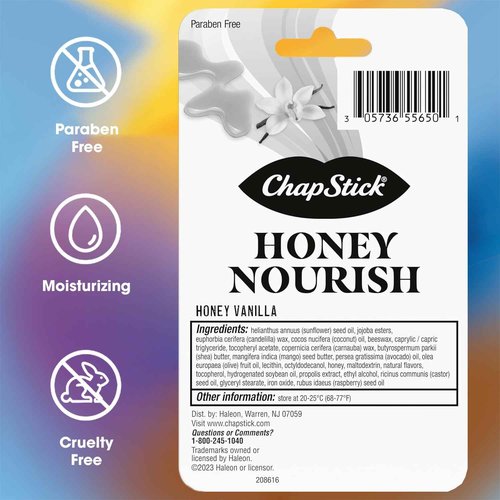 ChapStick Bulk Lip Balm, Honey Vanilla 3-Packs (12 Sets/36 Tubes) – Honey Nourish Lip Care Formula with Bee Propolis Extract, 0.15 Oz Ea