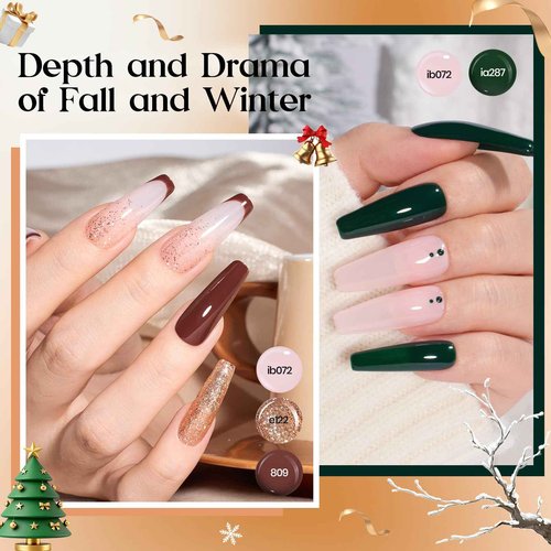 Beetles Gel Nail Polish Set - Seasons Variations 48 Colors Gel Polish Kit Brown Nude Pink Red Blue White with Base Top Coat Home DIY UV LED Soak Off Nail Art Salon Manicure Starter Kit Gift for Women