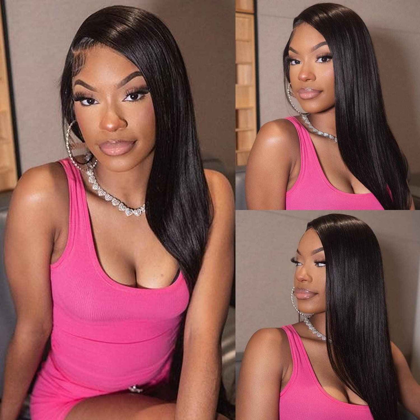 MYLOCKME 24 Inch Straight Lace Front Wig - Human Hair, 13x6 Frontal, HD Lace, 150% Density, Glueless & Pre-Plucked
