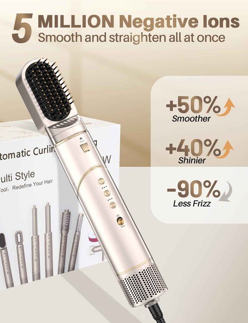 Maicifi 7 in 1 Hair Dryer Brush, Hot Air Brush Styler,110,000 RPM High-Speed Multi-Styler, Negative Ionic Blow Dryer Brush for Auto-Wrap Curling, Fast Drying, Frizz Control & Heat Protection