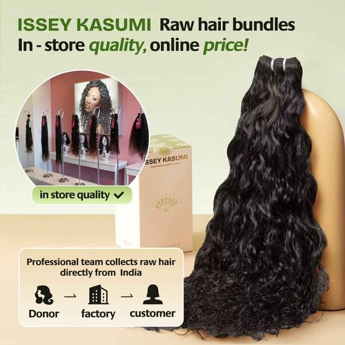 ISSEY KASUMI Raw Indian Human Hair Single Bundle,Triple Lifespan Than Regular Virgin Hair,In-Store Quality,Online Price! 100% Raw Indian Hair Bundles Water Wave Raw Hair Bundles 22 Inch