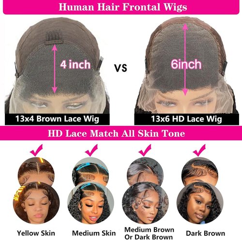 Kucmir 26 Inch Deep Wave Lace Front Wigs Human Hair Pre Plucked 13x6 Lace Front Wigs Human Hair Wigs for Women Frontal Wigs Human Hair with Baby Hairline