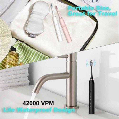 MSETGRD 3 Pack Electric Toothbrush with 6 Modes, Rechargeable Toothbrushes with 12 Brush Head, Fast Charge 2 Min and 30s Timer