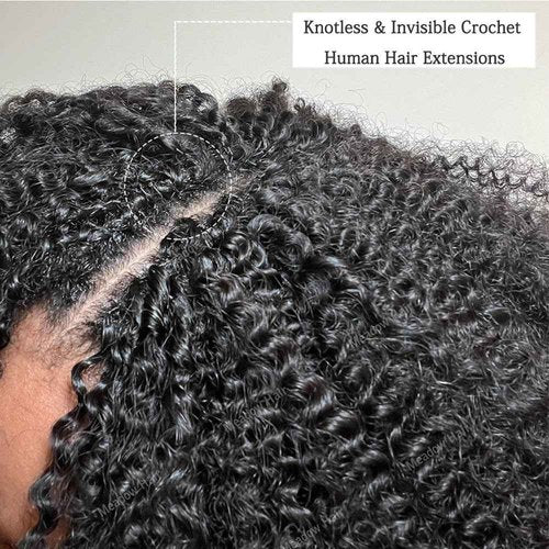 Knotless Pre Separated Human Hair Crochet Extensions for Braids Afro Kinky Curly Brazilian Virgin Feather Hair Bundles Boho Twist Braiding Hair for Black Women 16inch 60g