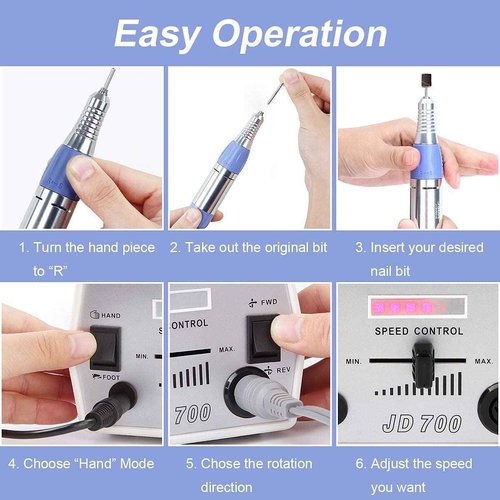 Makartt Nail Drill with Nail Bits Bundle, Electric Nail Drill Machine and Carbide Diamond Ceramic Acrylic Nail Drill Bits 7Pcs Remove Acrylic Nail