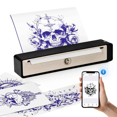 Wormhole Tattoo Stencil Printer, Wireless Bluetooth Tattoo Printer with 2500mAh Battery, Portable Tattoo Thermal Copier Machine Compatible with Smartphones & PC N202007