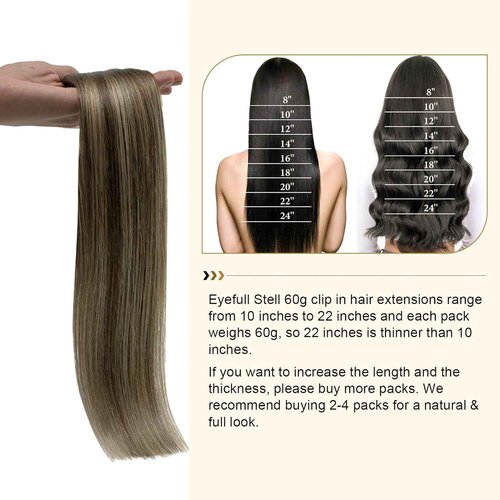 Clip in Hair Extensions Real Human Hair Balayage Chocolate Brown to Caramel Blonde Ombre Natural Clip on Remy Brazilian Hair Extensions Double Weft Straight Clip ins Hair for Women 18 Inch 60G 5 PCS