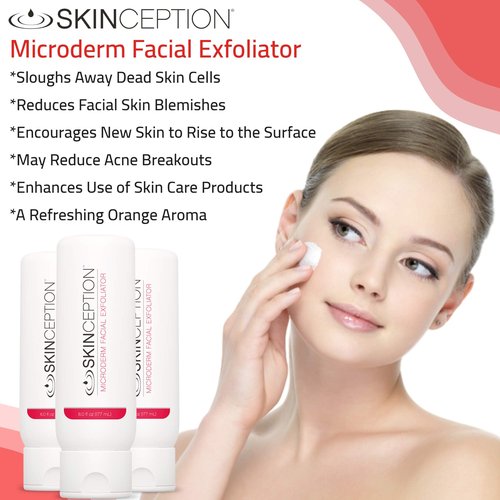 Skinception Microderm Facial Exfoliator (4 fl oz) 2 Pack to Encourage Healthy Exfoliation