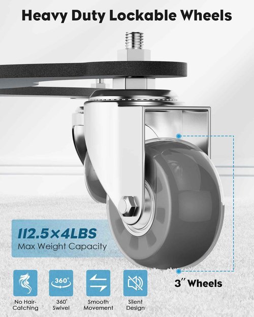 Salon Tray on Wheels,Metal Tray Rolling Cart with 2 Magnetic Bowls,Tattoo Tray, Salon Station with Hairstylist Holder and Hair Separator Stand,Multi-Function Adjustable with Wheels