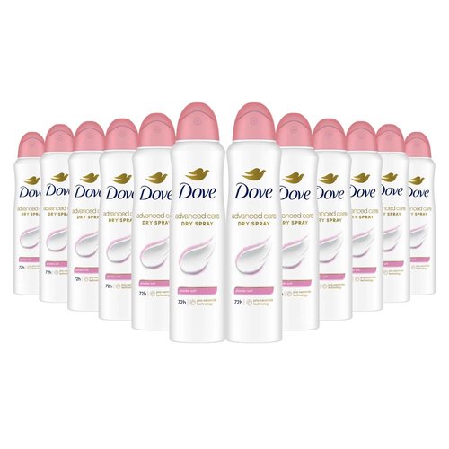 Dove Advanced Care Antiperspirant Deodorant Spray Powder Soft Pack of 12 to help skin barrier repair after shaving 72hour antiperspirant deodorant for soft underarms with boosted ceramide levels 3.8oz
