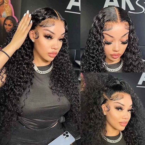 Filrku Water Wave Lace Front Wigs 13x4 HD Trasparent Glueless Lace Frontal Wigs for Women Pre Plucked with Baby Hair 180 Density Wet and Wavy Wigs (26 inch)