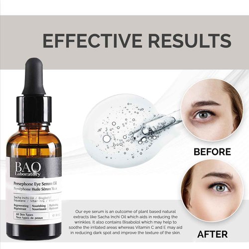 BAO Laboratory Persephone Eye Serum Oil | Sacha Inchi Oil, Bisabolol and Vitamin C & E | Eye Serum for Wrinkles, Finelines and Dark Circle (30 ML)