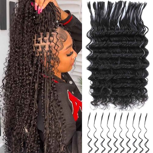 Ssawhair Pre-Divided Deep Wave Bulk Human Hair For Boho Braids Double Drawn Curly Virgin Human Hair Bulk For Braiding Hair Extensions 18Inch 200g 640Roots
