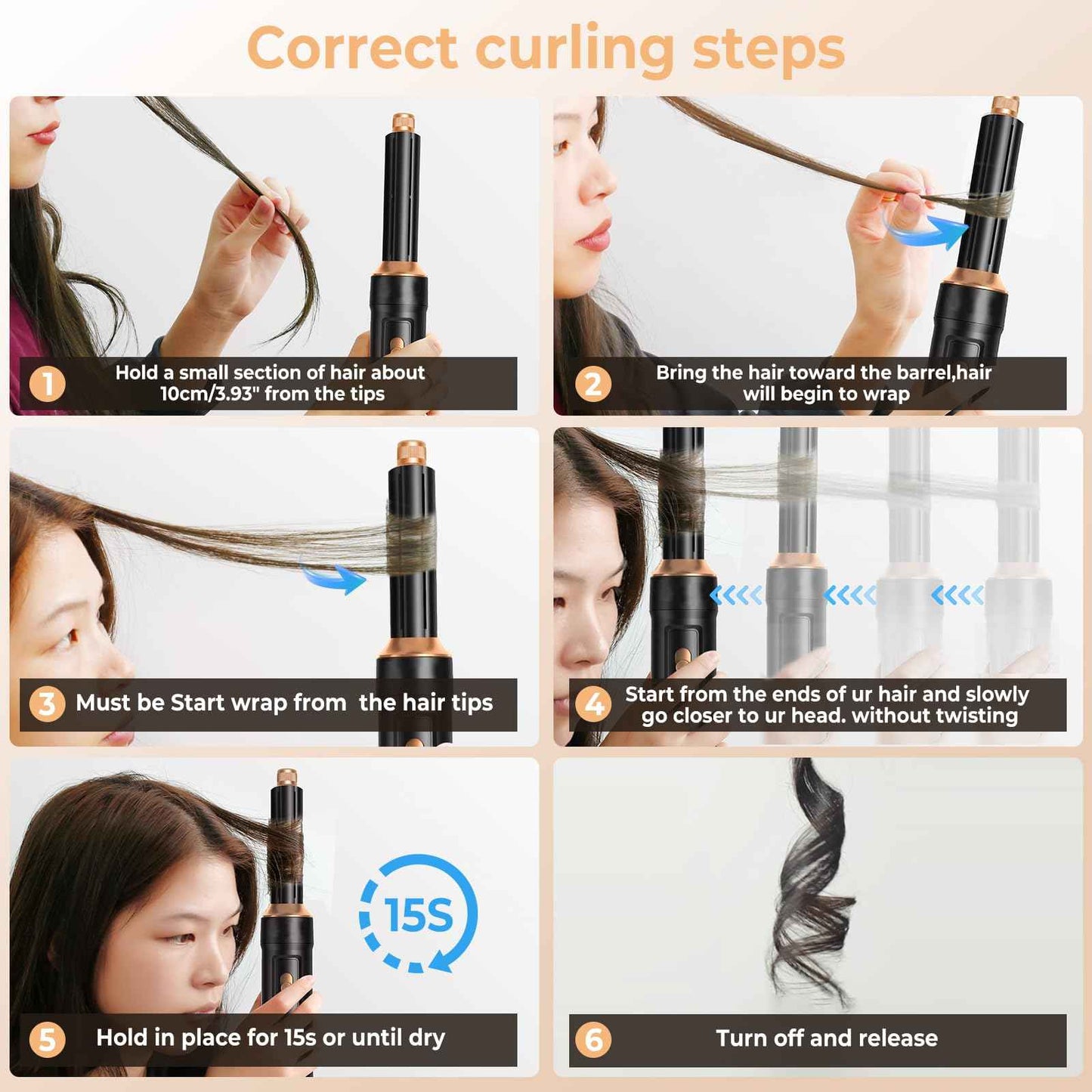 Hair Dryer Brush 6 in 1, Foldable Blow Dryer Brush with Wrap Curler, Detachable Air Hair Styler Curling, Drying,Volumizing, Straightening, Negative Ionic Hair Dryer with Diffuser, Hair Styling Tools