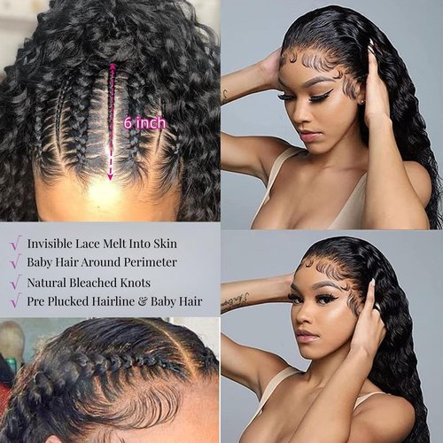 SODLIS 13x6 Deep Wave Lace Front Wigs Human Hair Pre PLucked 13x6 HD Lace Front Wigs Human Hair For Black Women Deep Curly Lace Front Wigs Human Hair Natural Color Glueless Wig (22 Inch)
