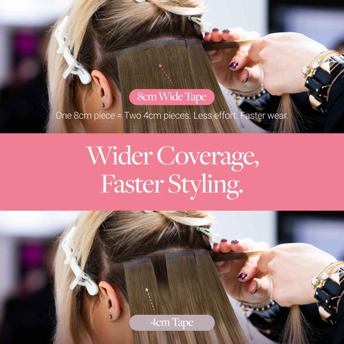 GOO GOO Tape in Hair Extensions Human Hair, 3/8/613 Walnut Brown to Ash Brown and Bleach Blonde, 8cm Wide Tape, 20inch 10pcs 50g, Tape Weft Hair Extensions, Real Human Hair, Seamless Tape in