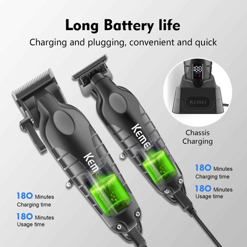 KEMEI Professional Hair Clippers Set for Men,Cordless Rechargeable Hair Clippers Kit, Clippers and Trimmer Set for Hair Cutting, Haircut Clippers,Gifts for Men (PG2290D+2293)