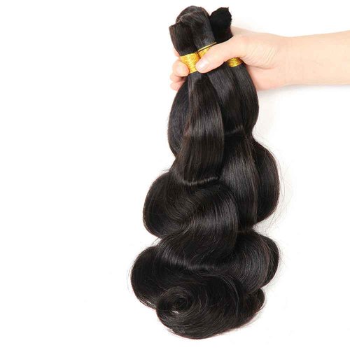 Boho Knotless Braids Human Hair Micro Braids Extension Hair Body Wave Human Bulk Hair 18"20"22"24" 1pack (4bundles(200g) Natural Black Color