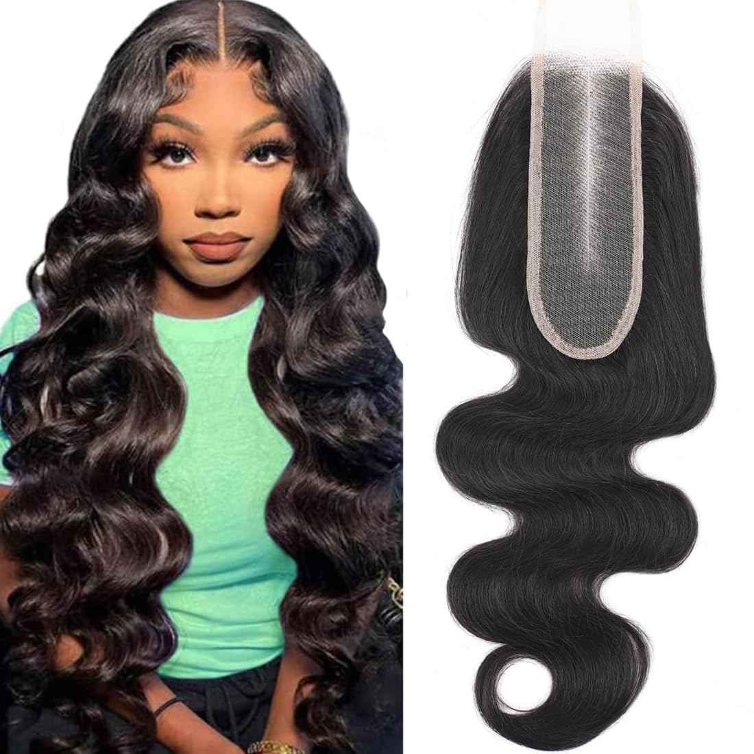 2x6 Human Hair HD Transparent Lace Closure Body Wave Skinlike 22inch 100% Virgin 2x6 Human Hair Middle Part Kim K Closure Brazilian 2x6 Body Wave HD Closure Natural Black glueless pre plucked bleached