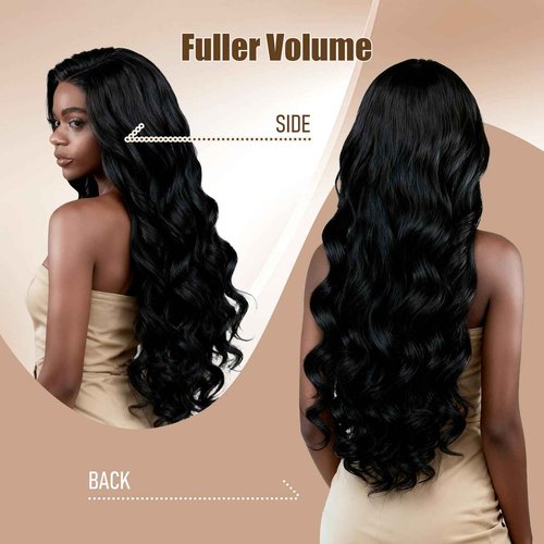Lynch 15A Body Wave Bundles Human Hair, 14 16 18 Inch Real 100% Unprocessed Raw Cambodian Hair 3 Bundles, Plush Thick Cambodian Virgin Hair 105 Gram Per Bundle Natural Black For Woman