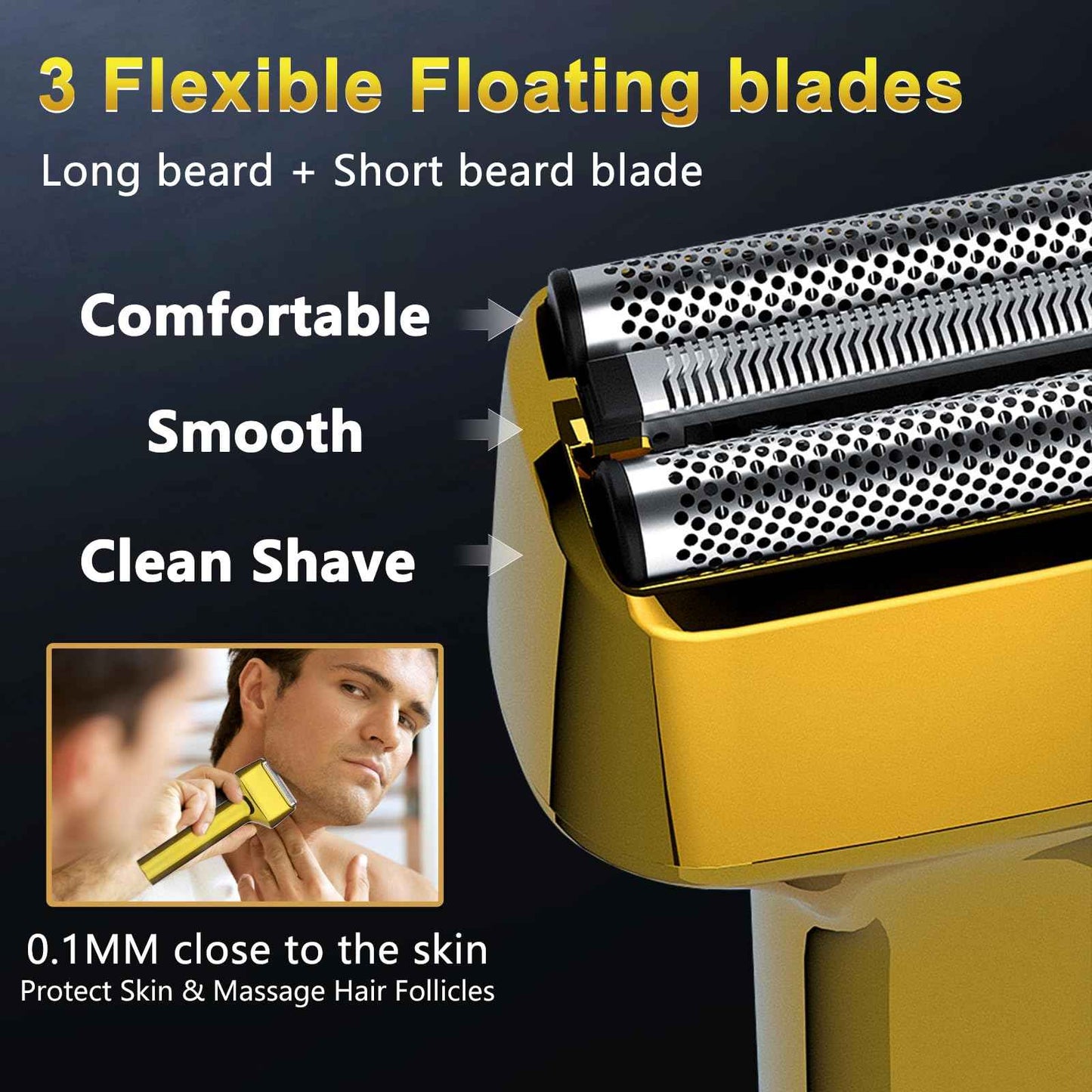 GSKY Electric Shavers for Men, Gold Baber Clipper Set, Hair Trimmer and Foil Shaver, Mens Beard Trimmer