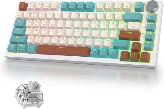 400PRO 75% Wireless Creamy Mechanical Keyboard Black, Gasket Hot Swappable RGB Gaming Keyboard, Bluetooth/2.4GHz/USB-C Thocky Keyboard with Pre-lubed Cream Grey Switches (82 Black)