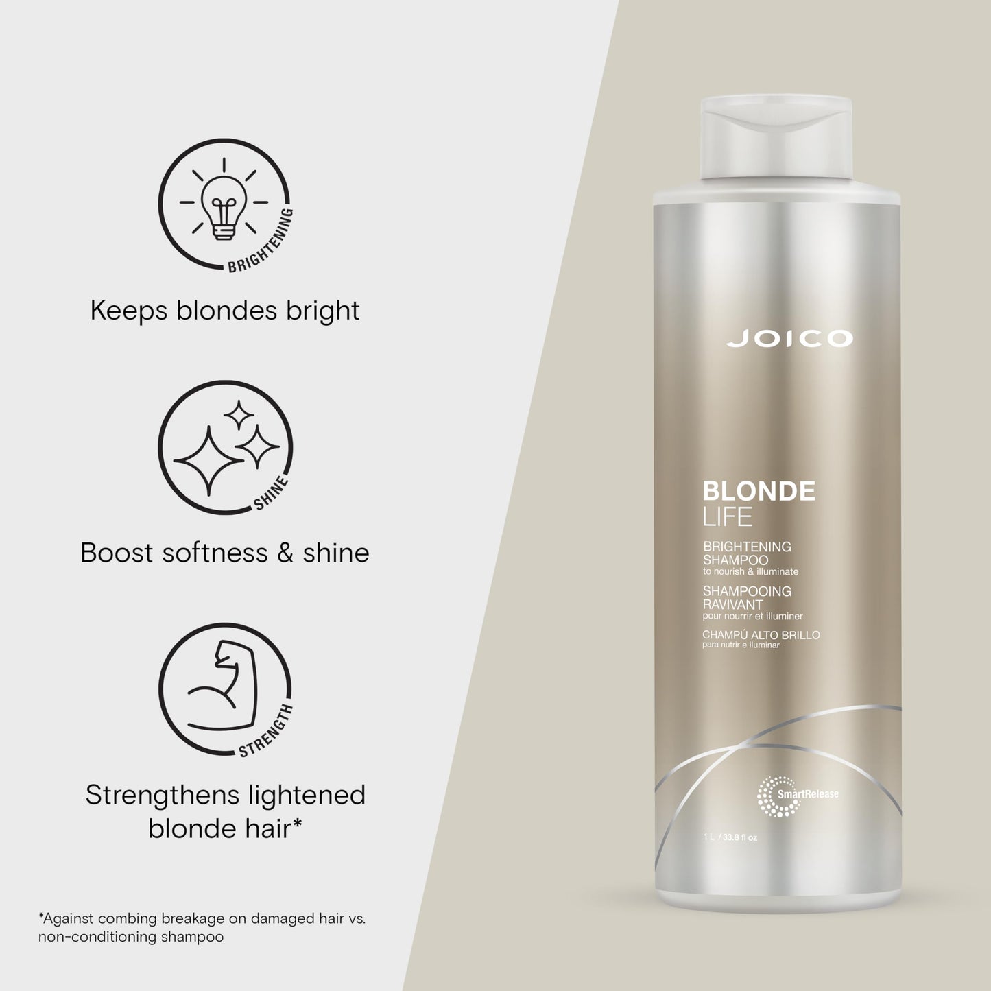 Joico Blonde Life Brightening Shampoo and Conditioner | For Blonde Hair | Add Softness & Smoothness | Sulfate Free | With Monoi & Tamanu Oil