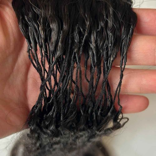 Feather Crochet Hair Kinky Straight Human Hair For Black Women Pre-Separated Knotless Invisble Micro Loop Hair Extensions Crochet Human Hair For Braiding 16inch 120g