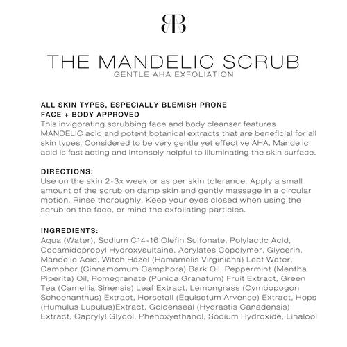 Biba De Sousa The Mandelic Scrub - Gentle AHA Exfoliation - Invigorating Daily Facial Cleanser For All Skin Types - (8 oz)