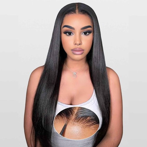 Wear and Go Glueless Wigs Human Hair Pre Plucked Pre Cut 6x4 HD Lace Front Wigs Human Hair Straight Human Hair Lace Front Wigs for Women 26 Inch