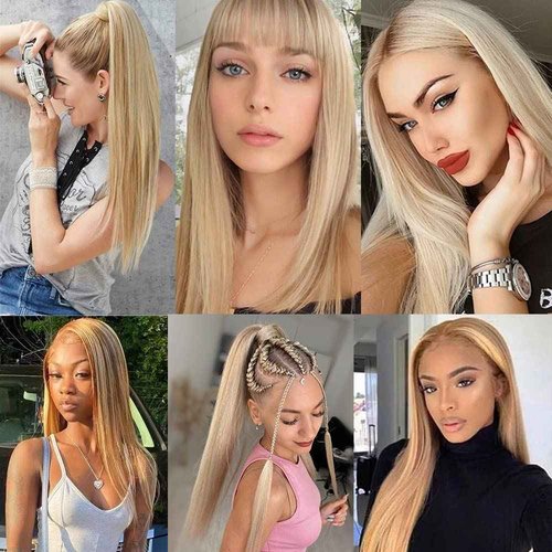 Labamiya Human Hair Bundles 20 22 24 Inch Straight P27/613 Bundles Human Hair 11A Brazilian Virgin Quick Weave Hair for Black Women