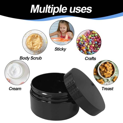 50 Pcs Plastic Jars with Lid 8 oz Plastic Cosmetic Containers Round Lotion Sample Containers Leak Proof Empty Cosmetic Jars Refillable Travel Jars for Storage Cream Powder Ointment Supplies(Black)