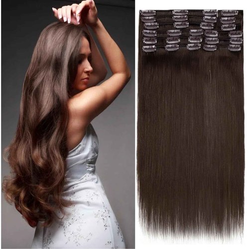 Clip In Hair Extensions Real Human Hair, Remy Human Hair Extensions 12PCS Long Soft Natural Hair piece 14-28 Inch Straight Hair Extension for Women(180g-250g 4# Medium Brown)