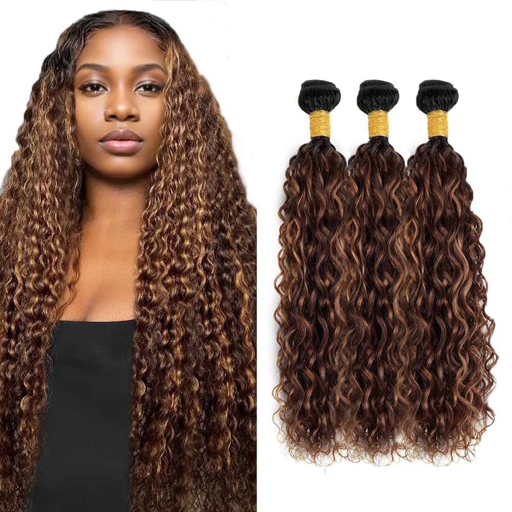 4/30 Human Hair Bundles Ombre Water Wave Human Hair Bundles #4 Water Wave Bundle 24 26 28 inch 4/30 Bundle 300g