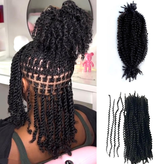 Human Hair Springy Twist Hair Extensions Afro Kinky Bulk Hair 100% Human Hair Twist Crochet Braiding Hair Springy Afro Twist Hair Extensions Natural Color For Black Women 22 Inch 100g