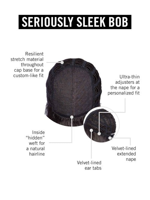 Hairuwear Hairdo Seriously Sleek Bob Chin-Length Straight Stylish Wig, Average Cap, R11S+ Glazed Mocha