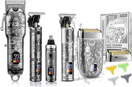 Suttik Hair Clippers for Men Beard Trimmer Nose Hair Trimmer Set, Professional Cordless Barber Clippers for Hair Cutting Grooming Kit, Rechargeable, LCD Display