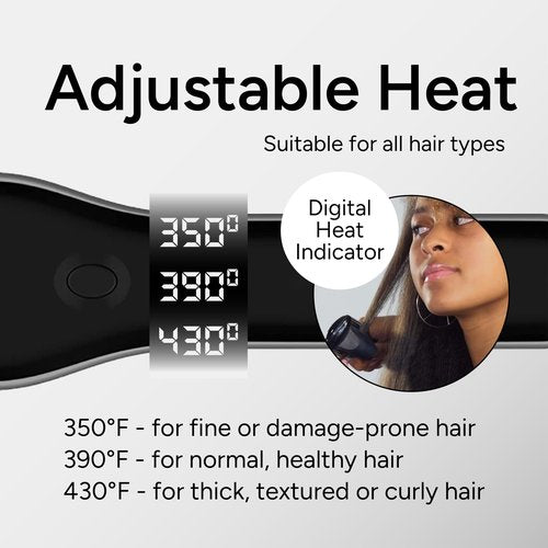 Enzo Milano - SX ENZOcool Professional 2-in-1 Hot Comb for Thick and Thin Hair, Close-to-Root Heating Straightener & Curler for Wavy Styles