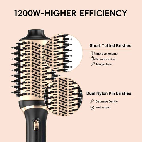 Nycoba Hair Dryer Brush Set, Multifunctional Hot Air Brush for Salon Blowouts, Negative Ion Technology & Quick Drying, Shiny and Less Frizz, Champagne Gold