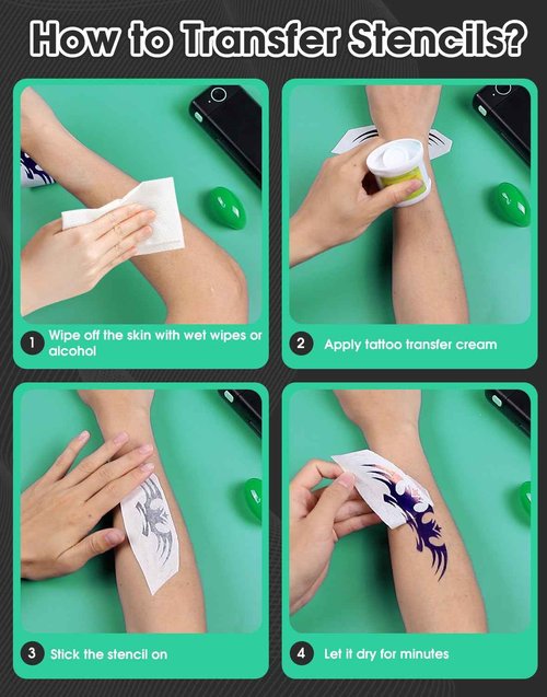 Phomemo Tattoo Stencil Printer, M08F Wireless Thermal Tattoo Printer with 10pcs Transfer Paper, Compatible with Phone/Tablet/PC, Tattoo Supplies for Tattoo Artists, AI Image Generation, Black & Green