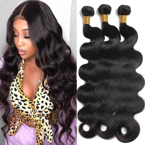 NROOEAY 12A Brazilian Body Wave Human Hair 3 Bundles 18 20 22 Inch 100% Unprocessed Brazilian Virgin Human Hair Weave Bundles Body Wave Hair Extensions Natural Color