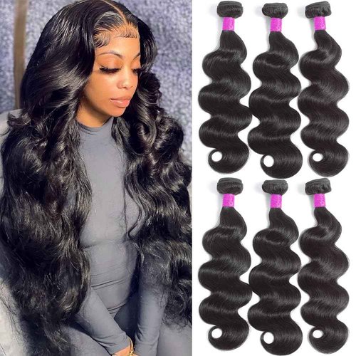 Flady Body Wave 3 Bundles Human Hair 20 22 24 Inch 100% Unprocessed 12A Human Hair Bundles Body Wave 3 Bundles Human Hair Weave Body Wave Human Hair Extensions Natural Color