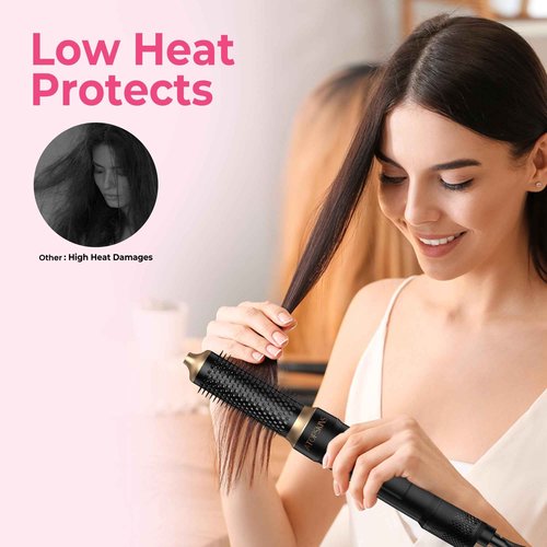 Atopskins 6 in 1 Blow Dryer Brush, Hair Dryer Brush Fast Drying 3 Heat Settings, Hot air Styler Auto Curling Straightening Voluming Smoothing for Women Salon & Travel Use (ALCI Plug)