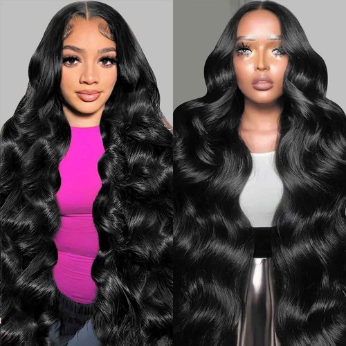 DSMOW 26 Inch 5x5 HD Lace Closure Wigs Human Hair Wear and Go Glueless Wigs Human Hair Pre Plucked Pre Cut for Beginners Body Wave Lace Front Wigs for Women 180% Density Natural Black