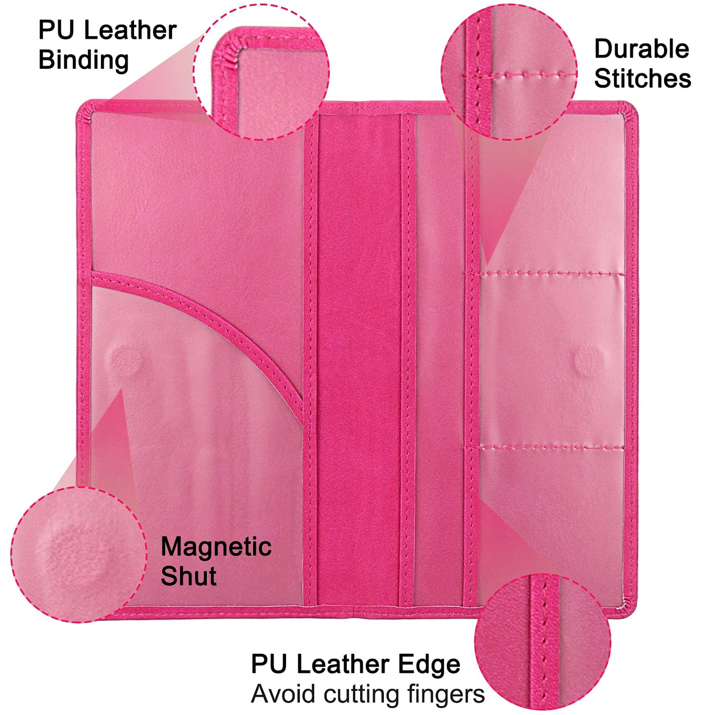 LumiMokki Premium Car Registration & Insurance Card Holder with Magnetic Shut, Vehicle Glove Box Car Organizer - For Documents, Cards, License (Rose red)