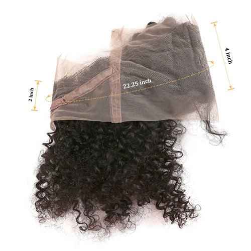 Bella Hair Upscale Human Hair Celebrity Deep Curly 360 Lace Frontal Closure, Pre Plucked Natural Hairline with Baby Hair (16” Natural Black)