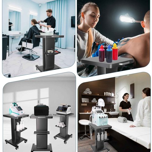 Esthetician Trolley Cart with Wheels, Heavy Duty Metal Beauty Machine 3 Tier Rolling Cart, Load 220Lbs, Durable Full Body Metal Construction for Professional Salons