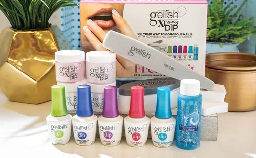 Gelish Xpress Dip N Brush French Kit - Powder Colors, Built-In Activator, 21+ Days Chip Proof Wear, Nail Dip Powder, Nail Kit, Dipping