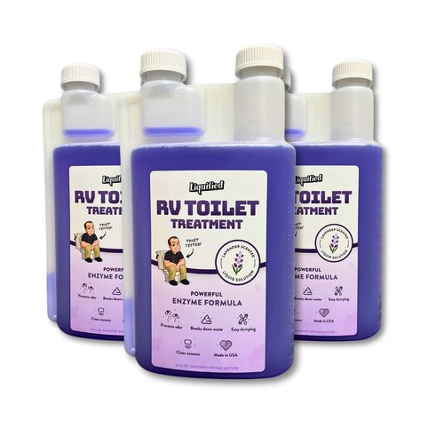 Liquified RV Toilet Treatment Bundle- Black Holding Tank Digester - Odor Eliminator - Lavender Scent - Matts RV Reviews (Lavender, 32oz, 3 Pack)